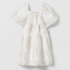 Zara Ivory Floral Puff Sleeve Dress